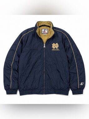 Vintage Logo Athletic University of Notre Dame Blue & Gold Puffer Jacket